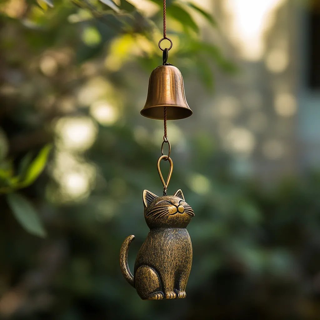 đ„HĂ„ndlavet vindspil med retro-kat