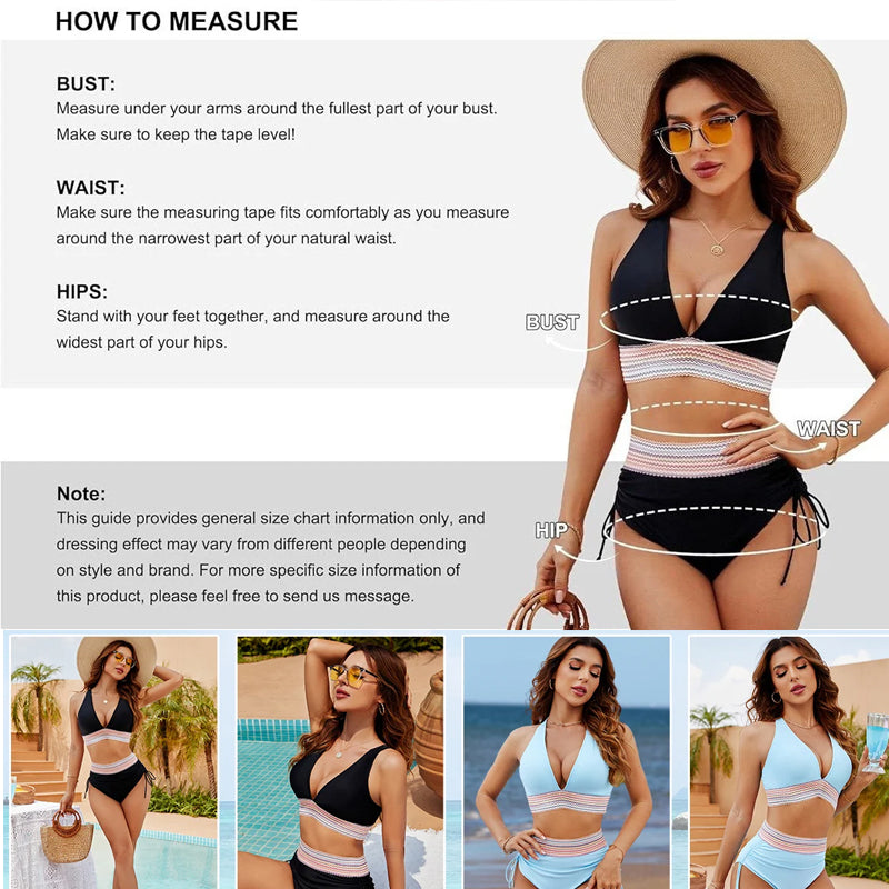 ☀️Begrænset ferietilbud🏖️High Waist Belly Control Color Block Bikini Sets Color Block Bikini Sets